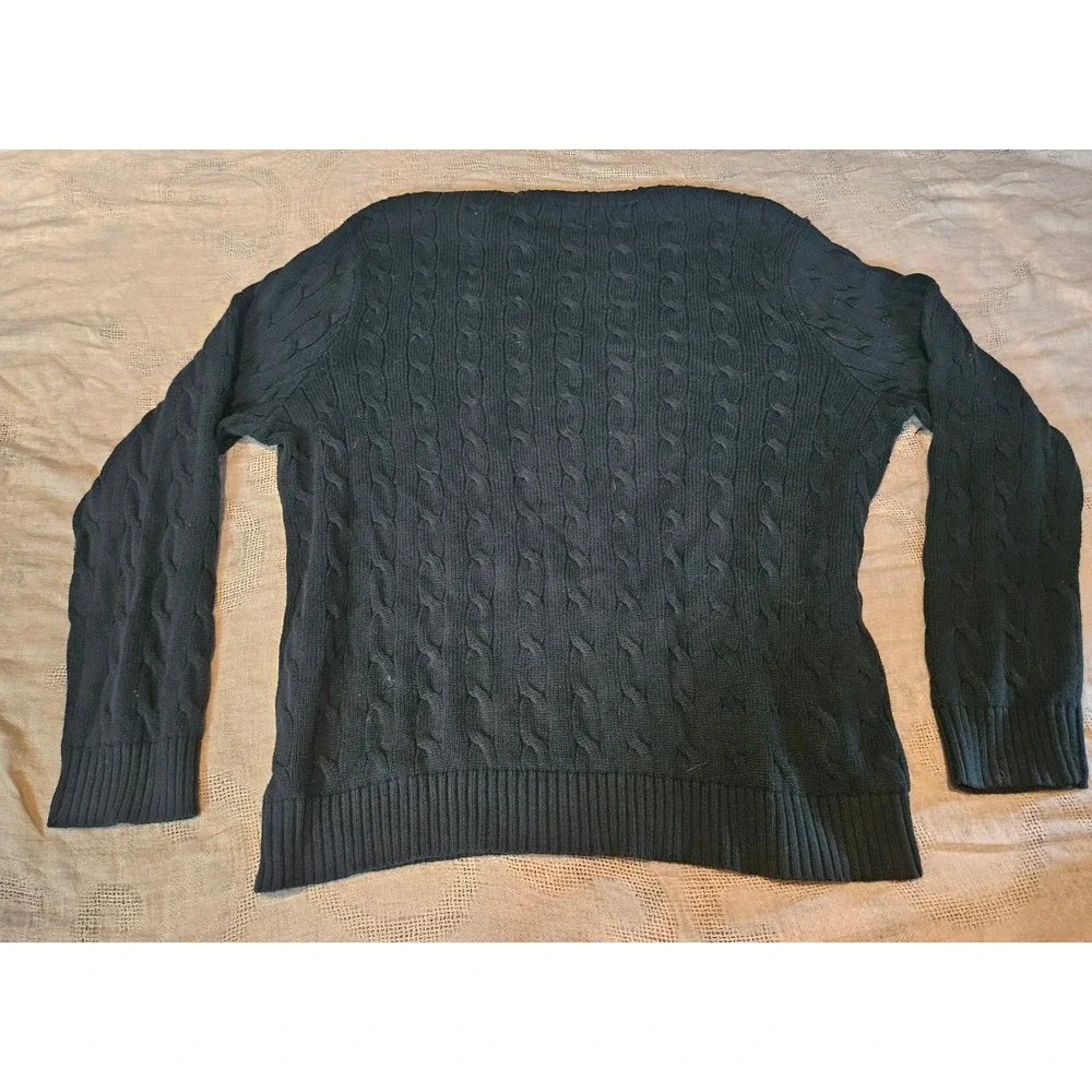 Polo Ralph Lauren Mens 2XLT Hunter Green Cable Knit Cotton Crewneck Sweater Tall
